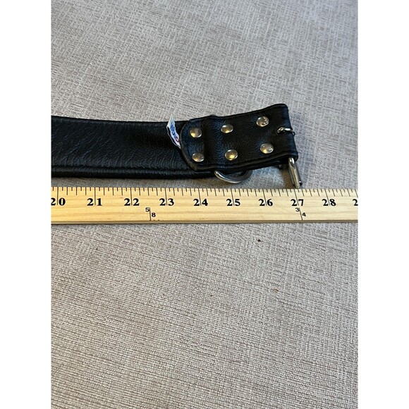 Angel Genuine Leather Spiked Studded Dog Collar Wide Padded Black Heavy Duty - Picture 9 of 10